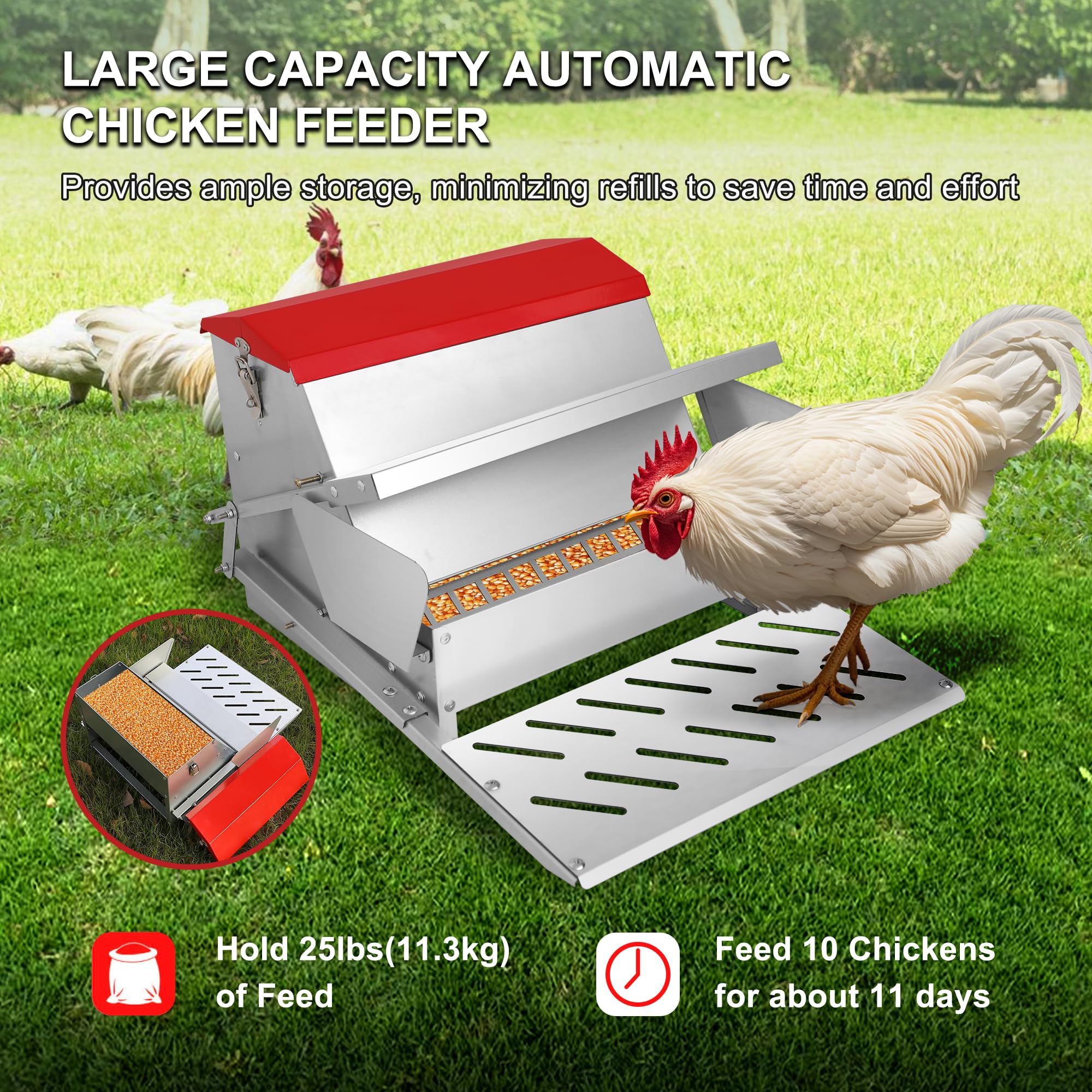 Kerty weatherproof locking lid protects feed from rain and pests