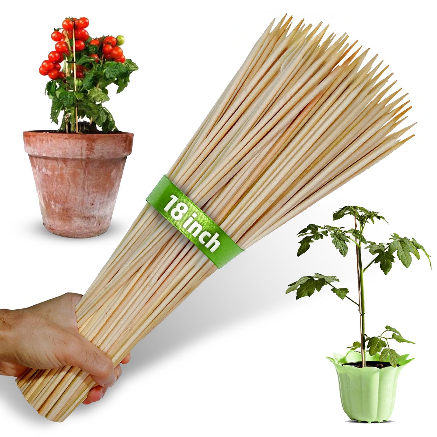 KESEM 18in bamboo plant stakes for sturdy garden support.