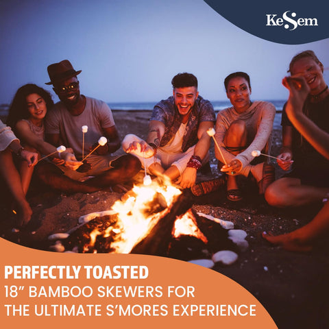 KESEM 18-inch bamboo skewers provide even heat and safe grilling outdoors