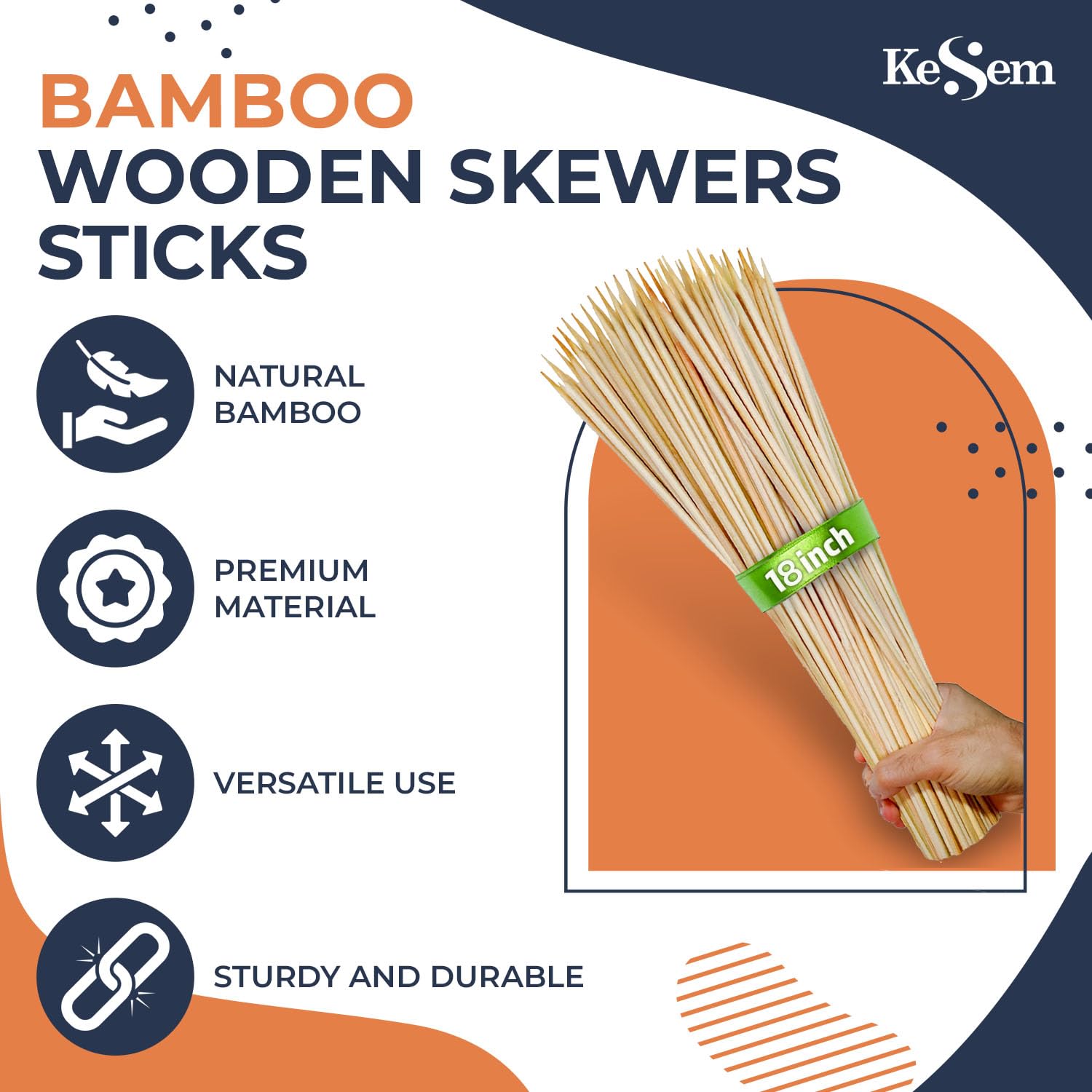 KESEM bamboo skewers for marshmallows and desserts with smooth finish to prevent splinters