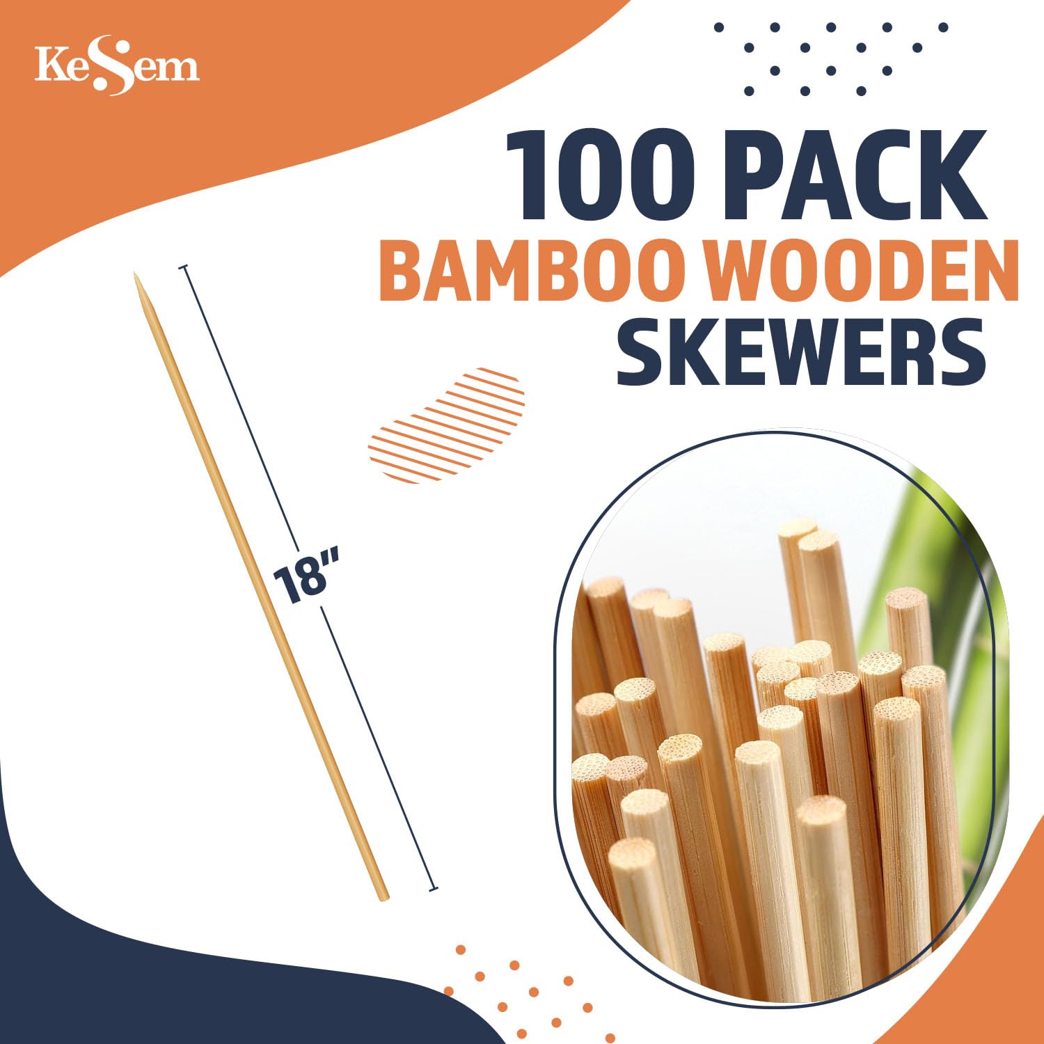 KESEM heavy-duty skewers suitable for shrimp, chicken, and fruit kebabs at barbecues