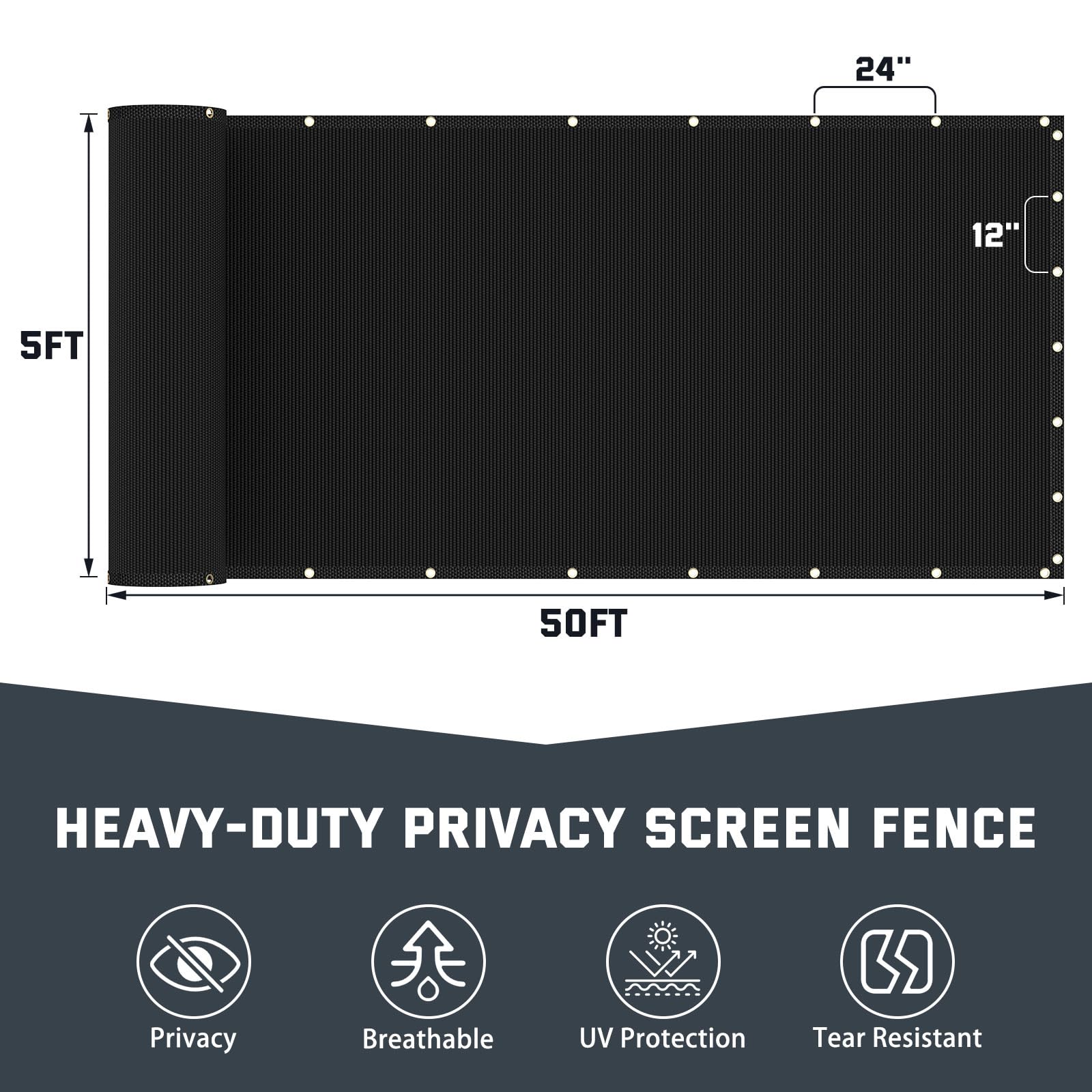 Kesfitt 170gsm HDPE privacy screen blocks views while preserving airflow.