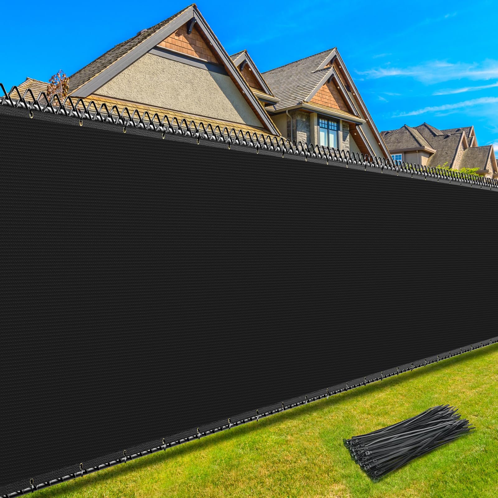 Kesfitt 6x50ft chain-link fence cover with brass grommets for rugged outdoor privacy.