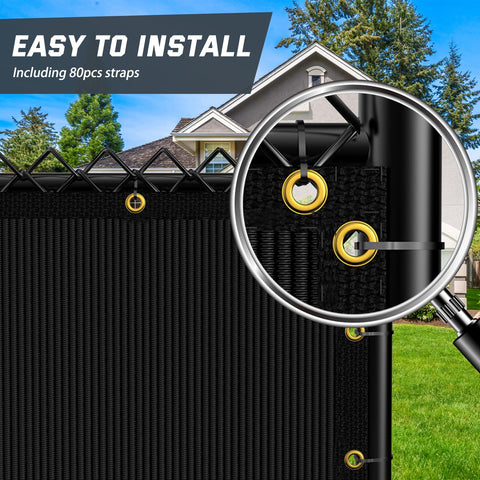 Kesfitt easy-install privacy screen with 80 zip ties for quick setup.
