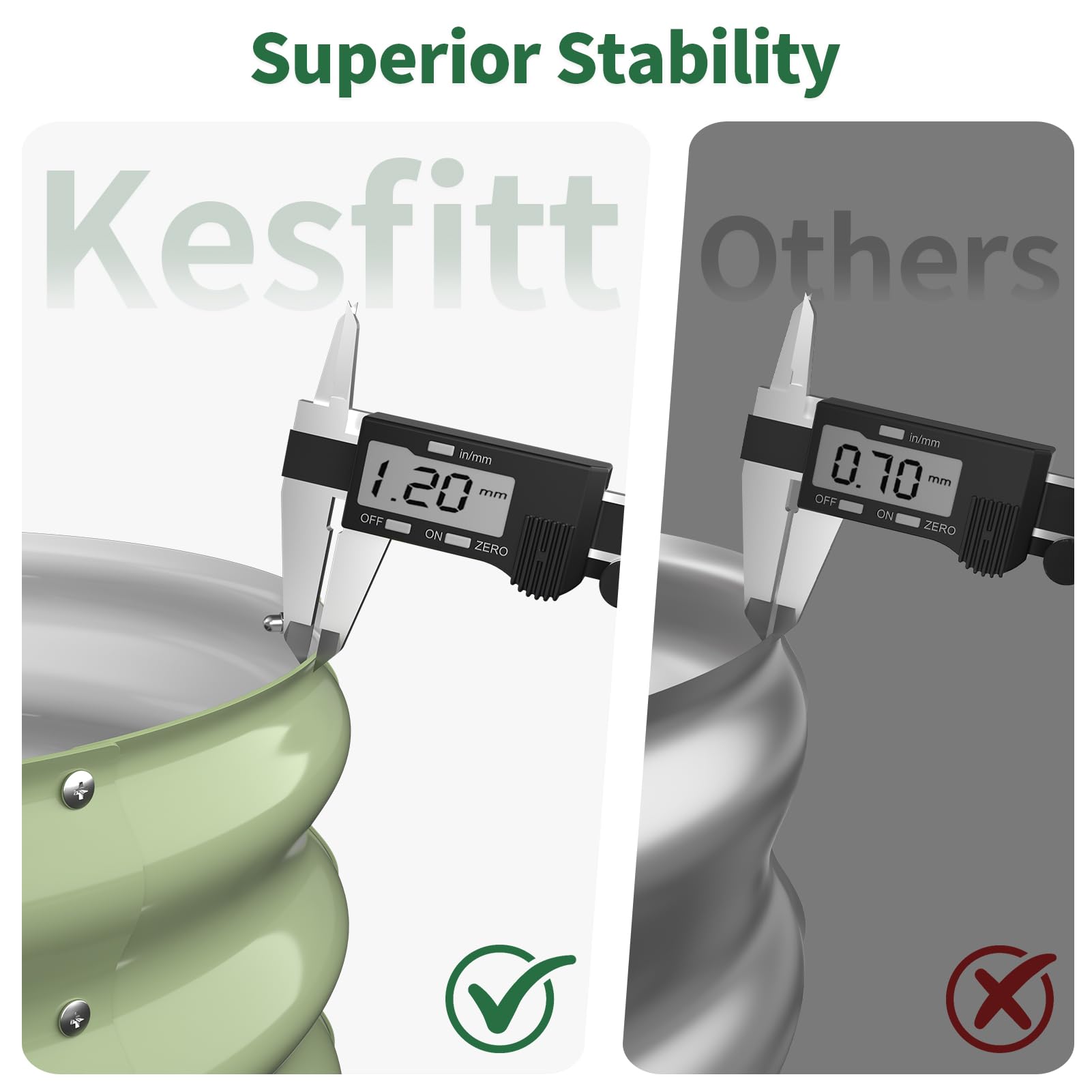 Kesfitt galvanized steel panels highlight rust resistance for outdoor durability.