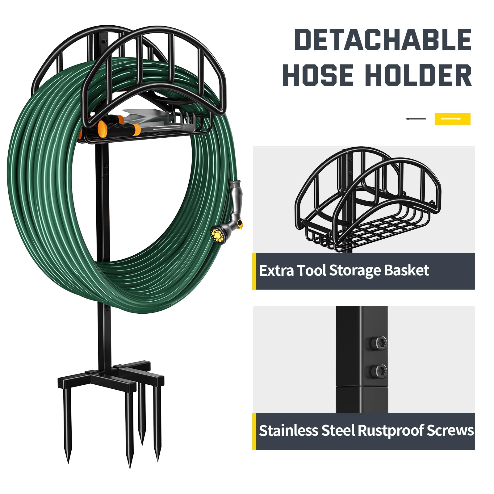 Kesfitt heavy-duty metal hose holder designed for outdoor durability.