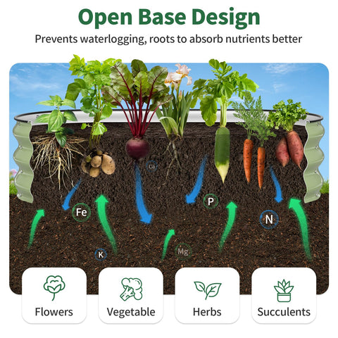 Kesfitt open-bottom design drains excess water while roots reach native soil