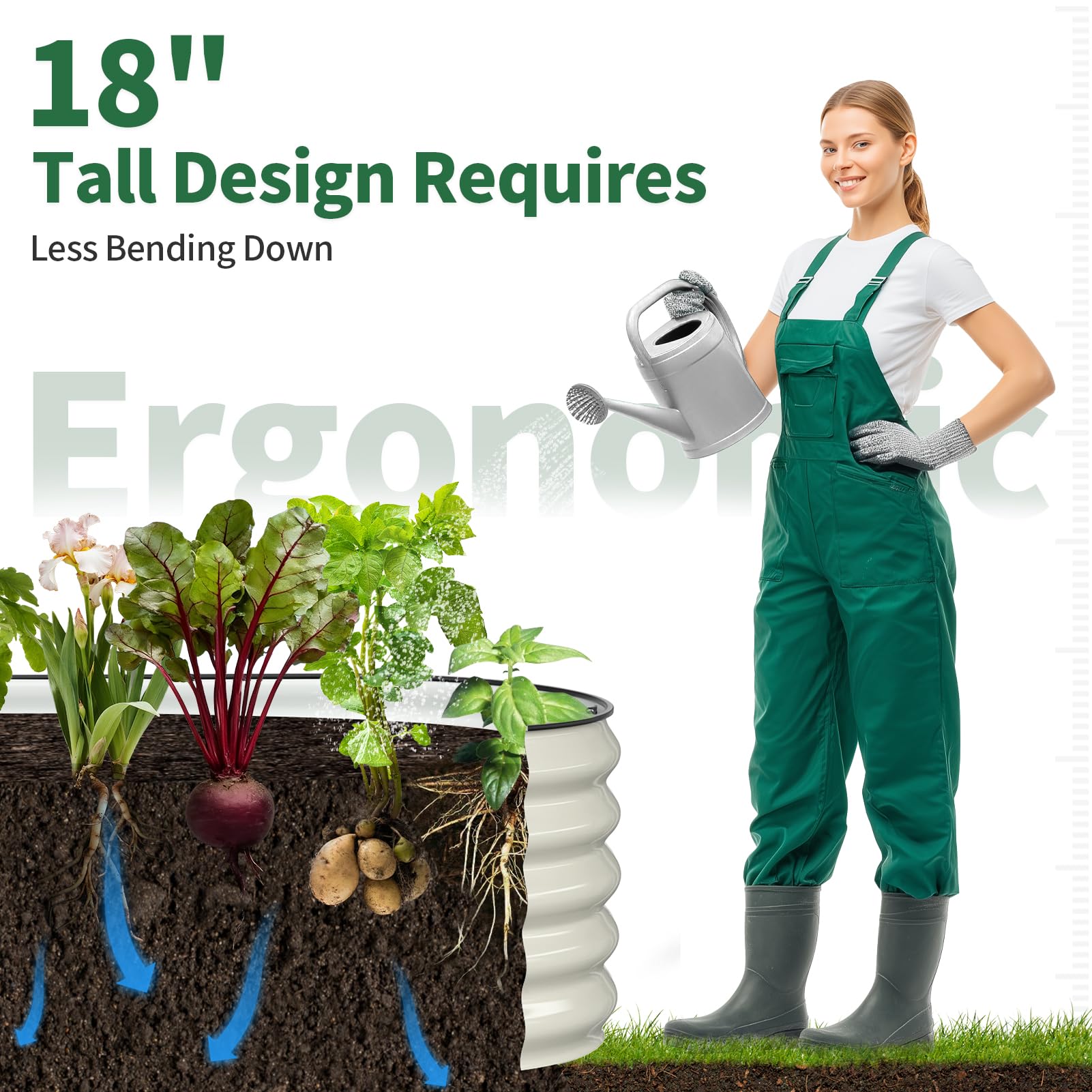 Kesfitt oval garden bed tools included image shows safe edging and gloves for setup.