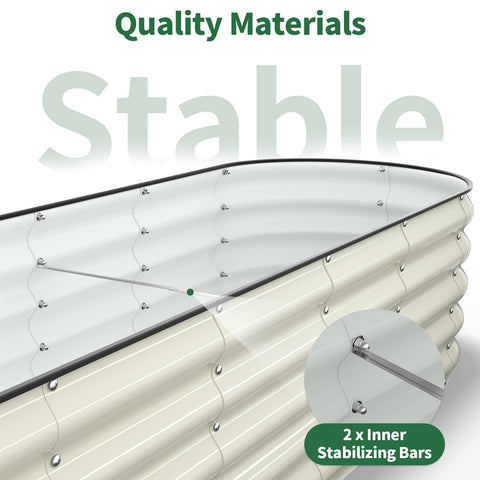 Kesfitt oval garden bed pearl white finish in backyard setup for curb appeal.