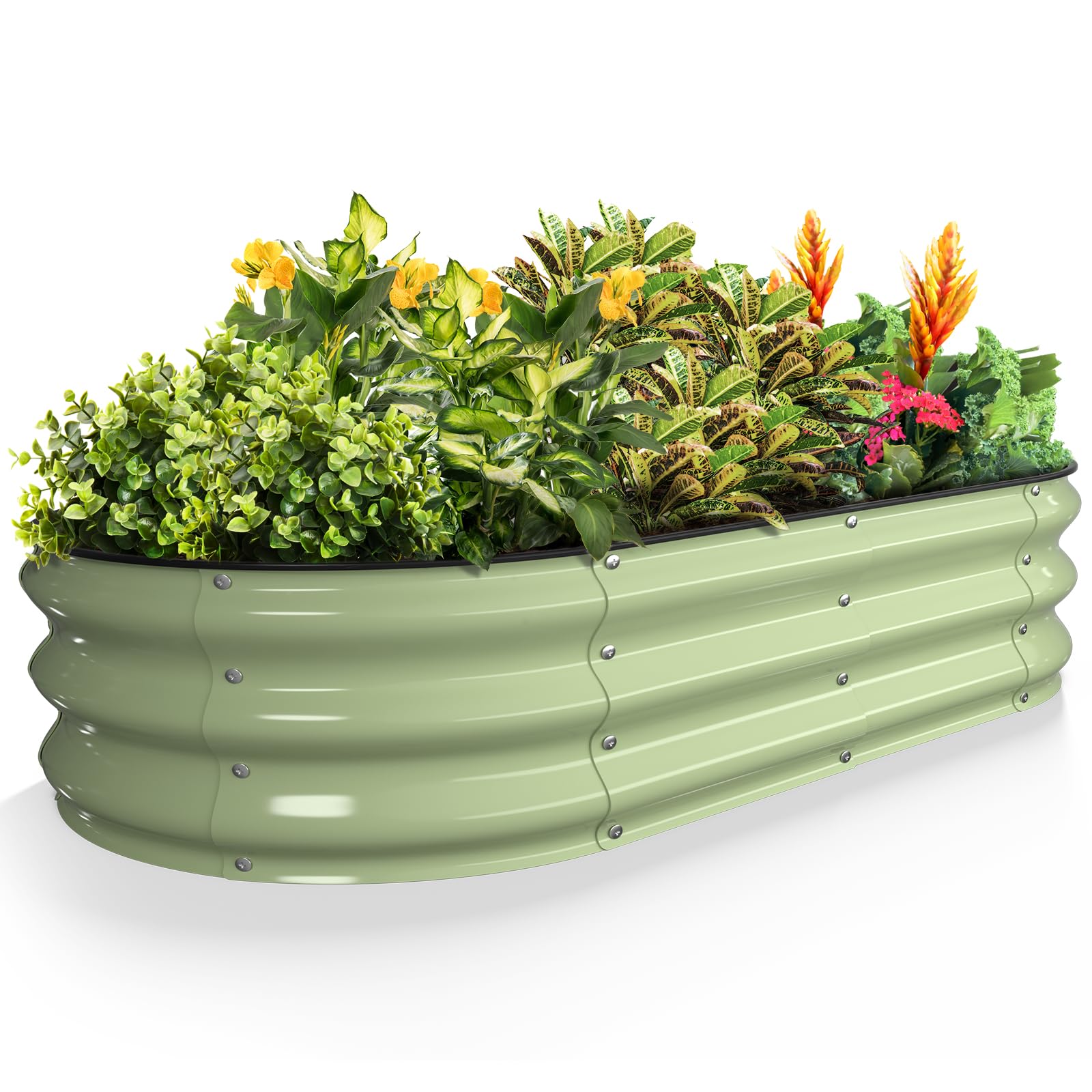 Kesfitt raised garden bed with oval open-bottom design for natural drainage and healthy roots