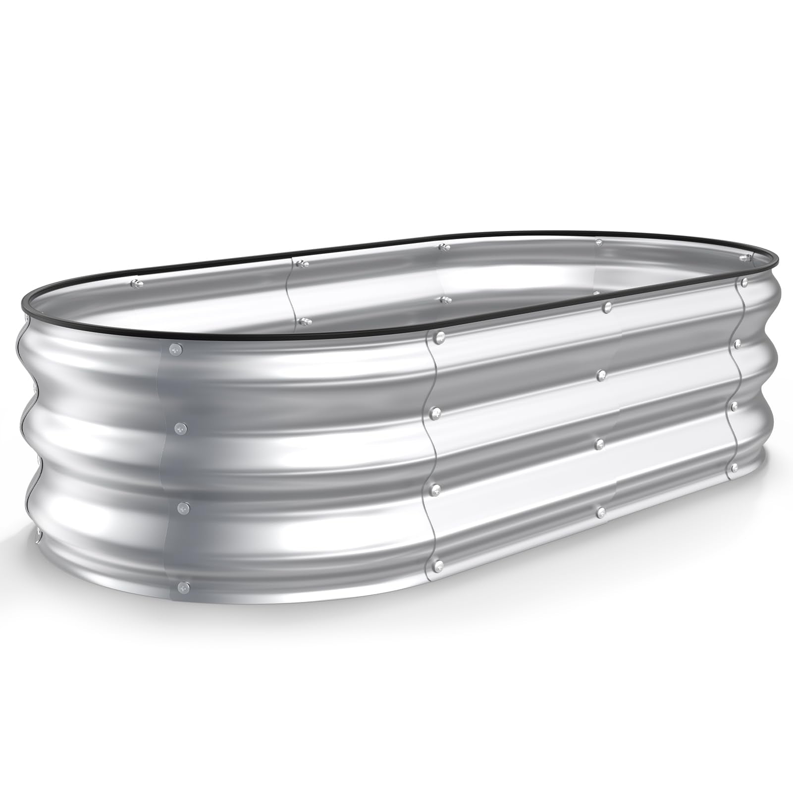 Kesfitt raised garden bed oval outline for a compact patio garden and easy reach.