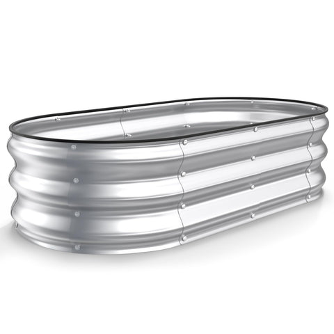 Kesfitt raised garden bed oval outline for a compact patio garden and easy reach.
