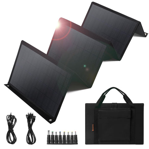 Keshoyal 60W foldable solar panel front view for portable outdoor charging.