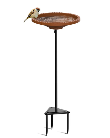Kesito brown circle birdbath complements outdoor spaces with charm