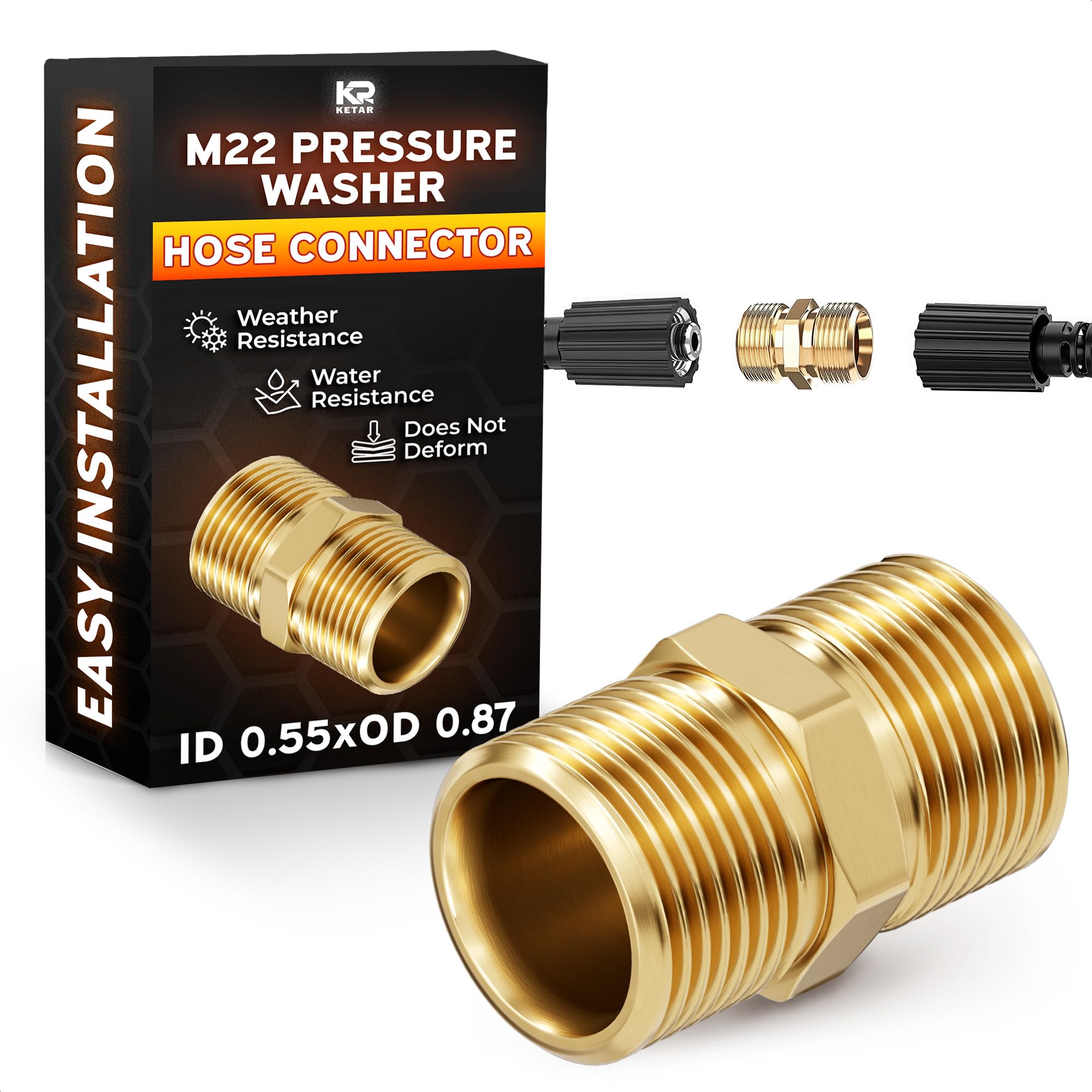 KETAR M22 quick connect hose adapter close-up showing precise fit for secure connections
