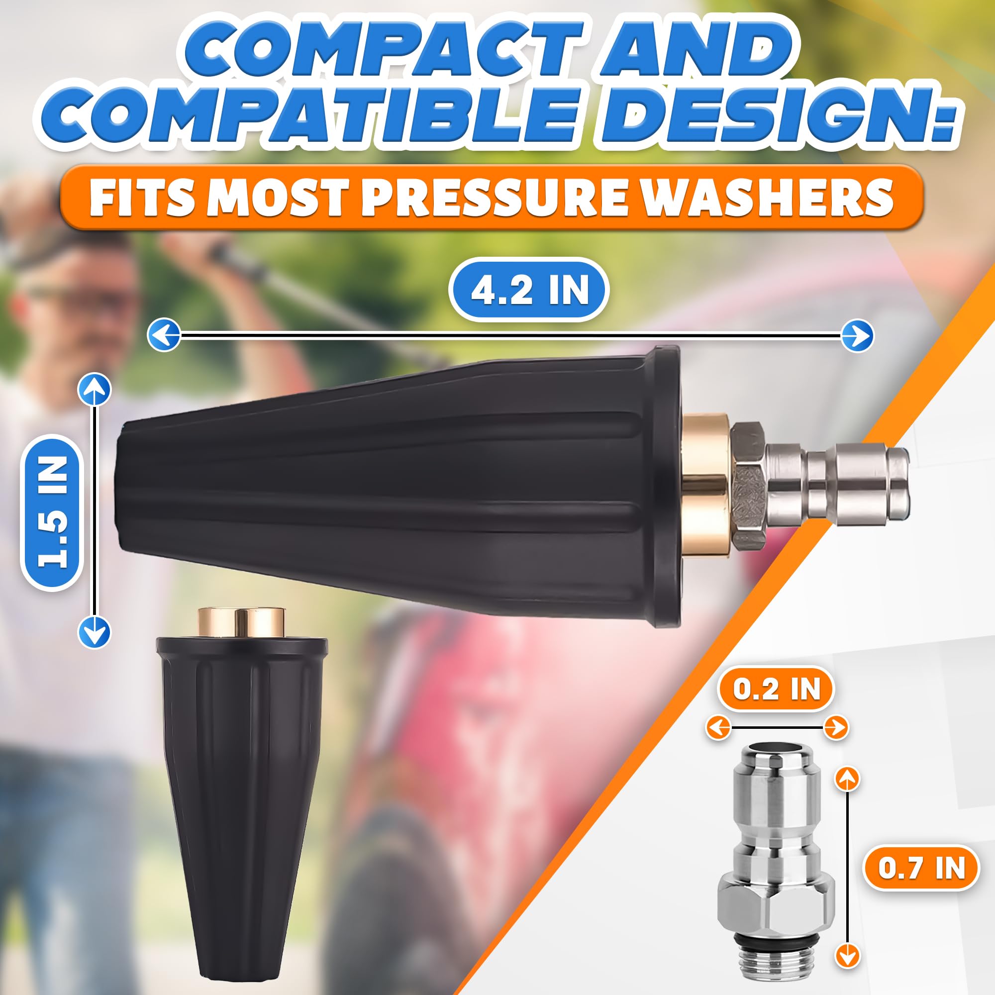 KETAR pressure washer nozzle with 360 rotating spray for thorough cleaning