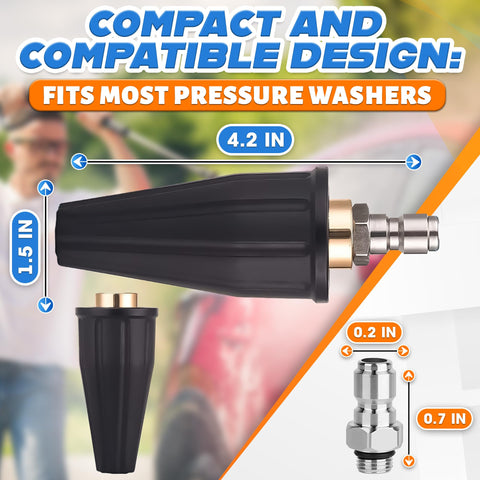KETAR pressure washer nozzle with 360 rotating spray for thorough cleaning