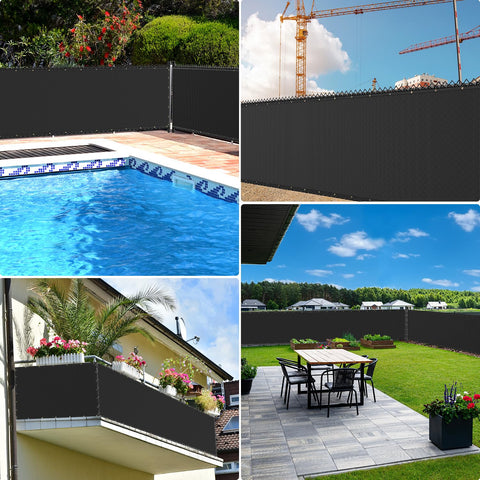 Construction-site privacy by Keten screens workers and equipment from view.