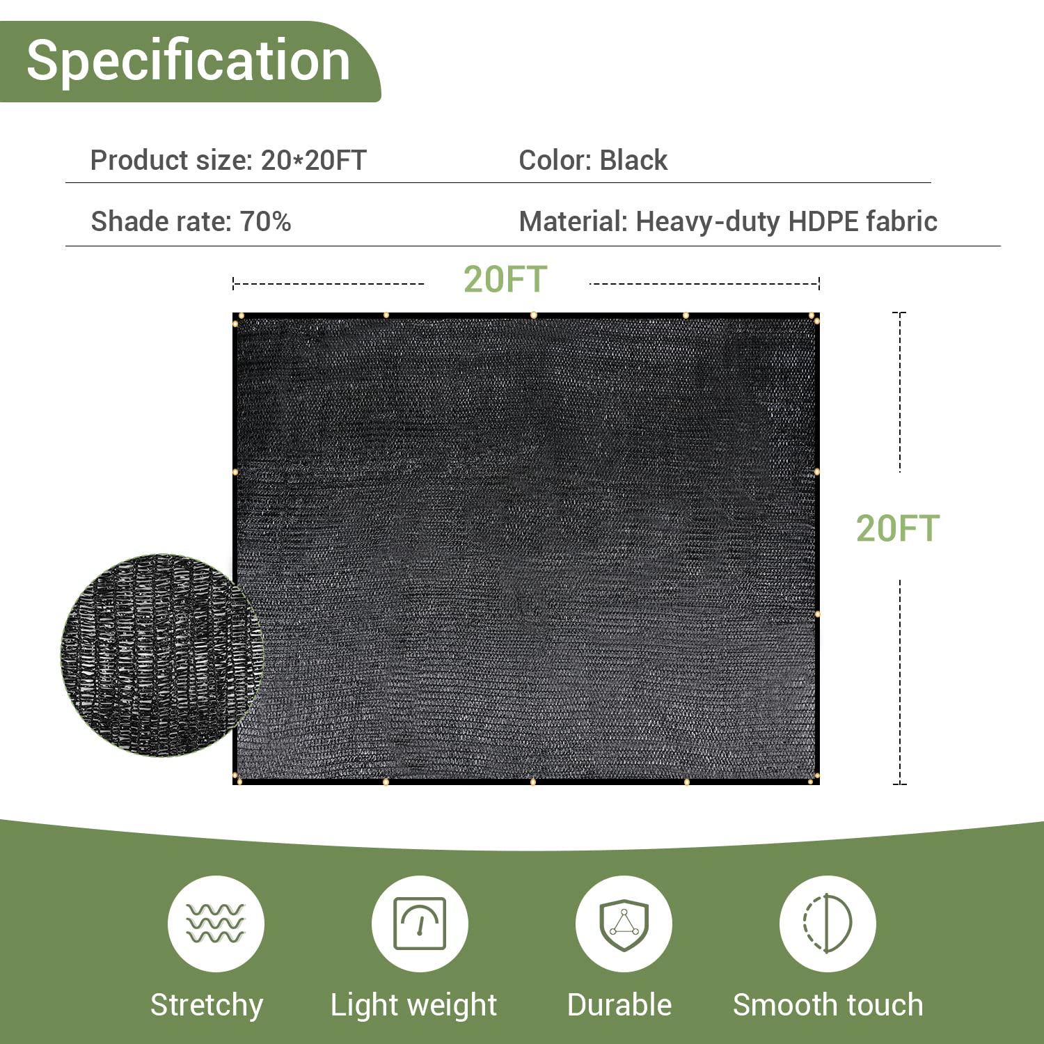 Keten durable shade fabric with buckles for quick, sturdy fastening.
