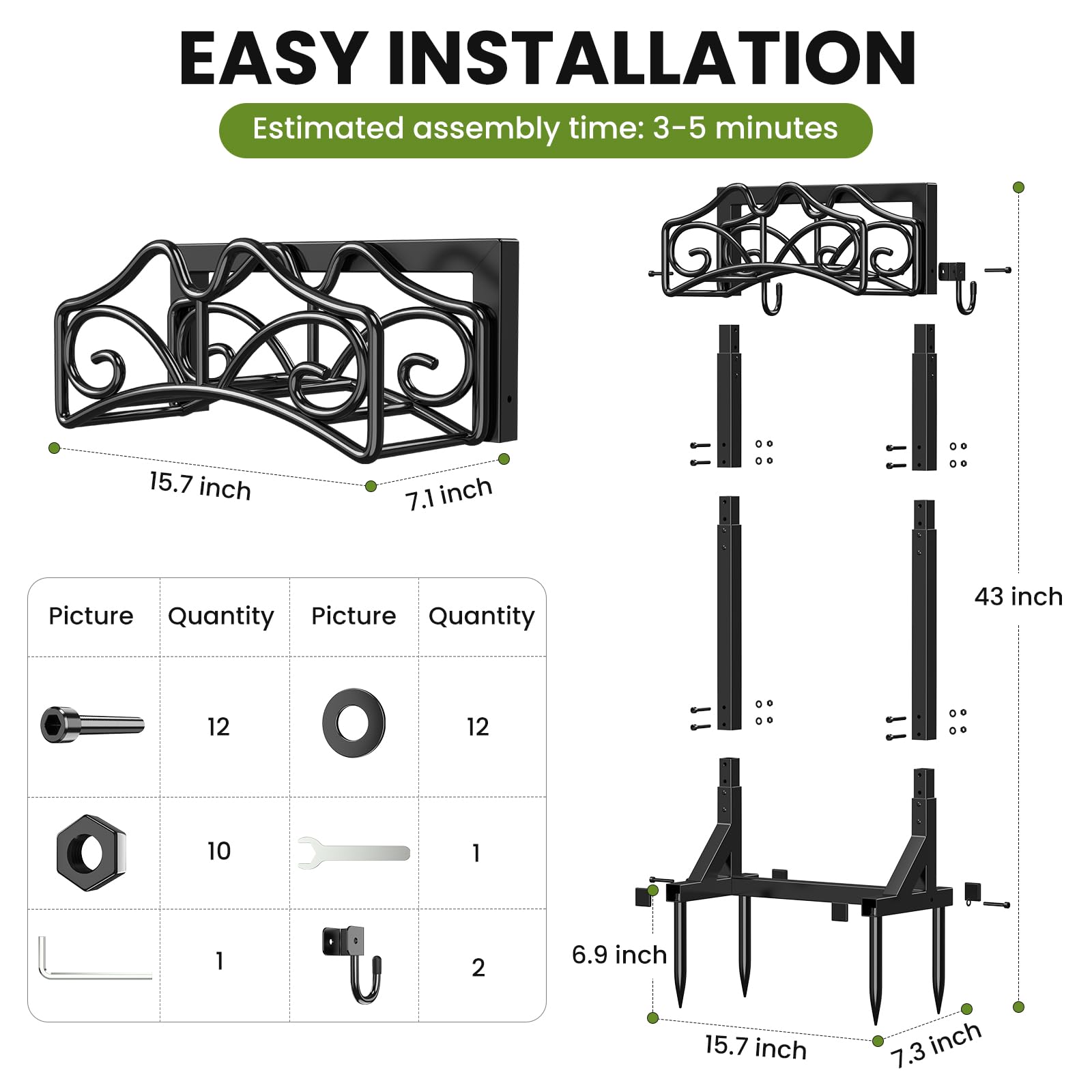 Keten garden hose holder shows easy installation without drilling