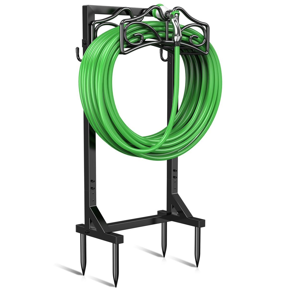 Keten garden hose holder with heavy-duty stand for outdoor storage