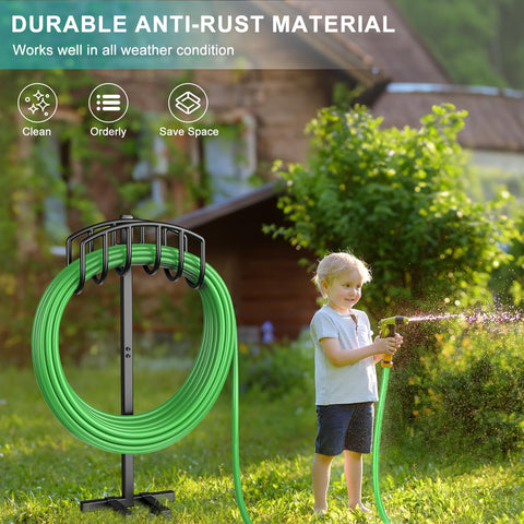 Keten heavy-duty metal hose rack resists weather and rust.
