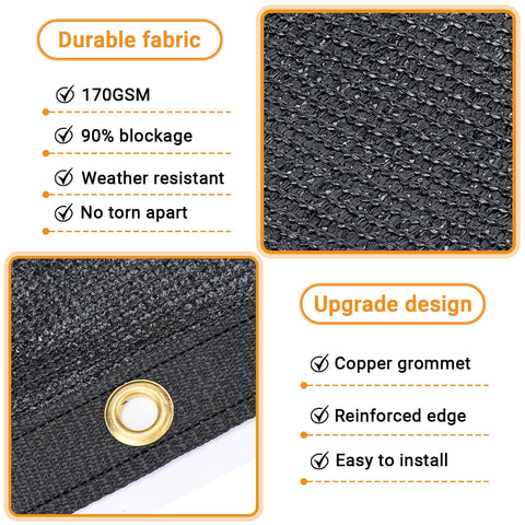 Outdoor use shows wind and dust reduction with dense weave and UV resistance.