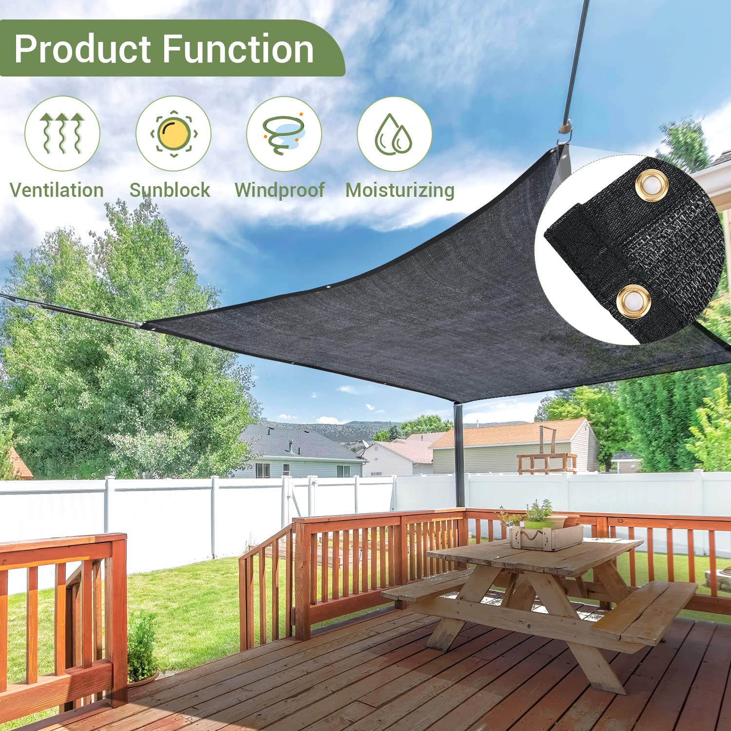 Keten upgraded grommets shade cloth ready for quick, secure mounting.