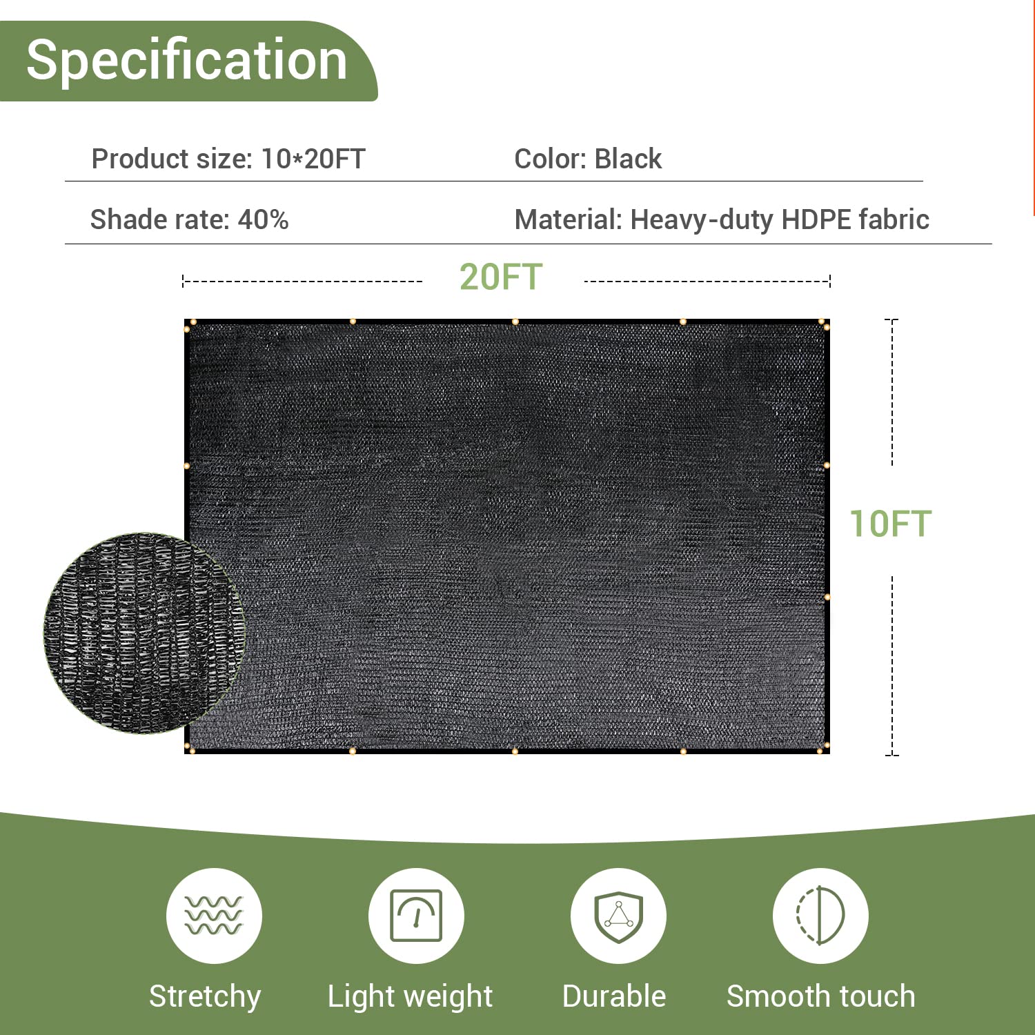 Keten UV-resistant mesh tarp showing water and air passage.