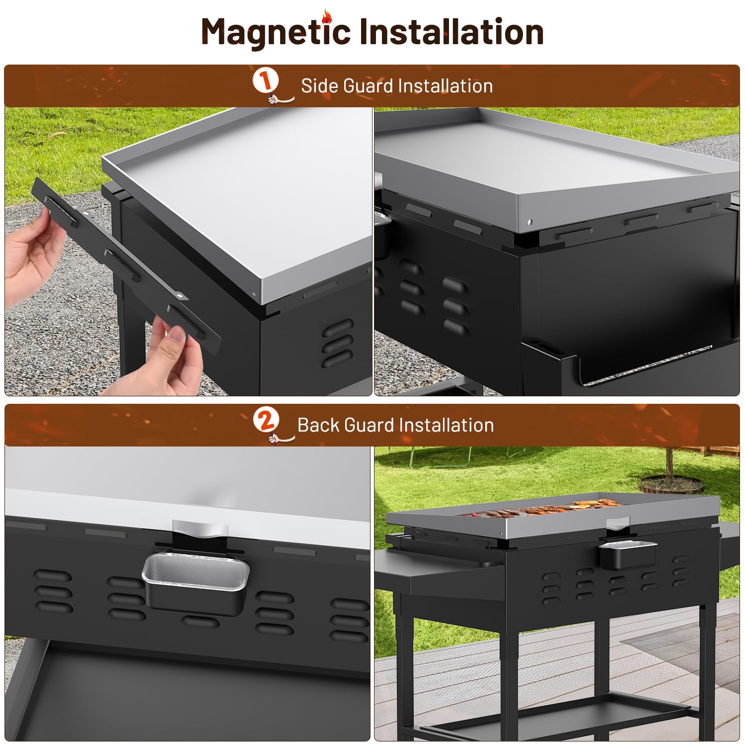Keten wind guard concentrates heat for even cooking and faster preheat