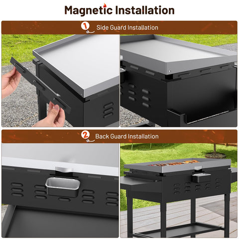 Keten wind guard concentrates heat for even cooking and faster preheat