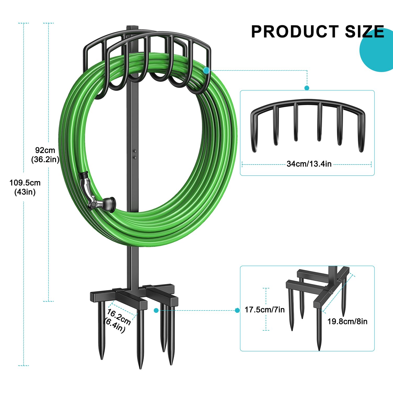 Keten yard organization solution for outdoor hose management and space saving.