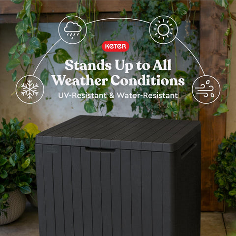 Keter City 30 Gallon storage box durable resin resists weather and wear