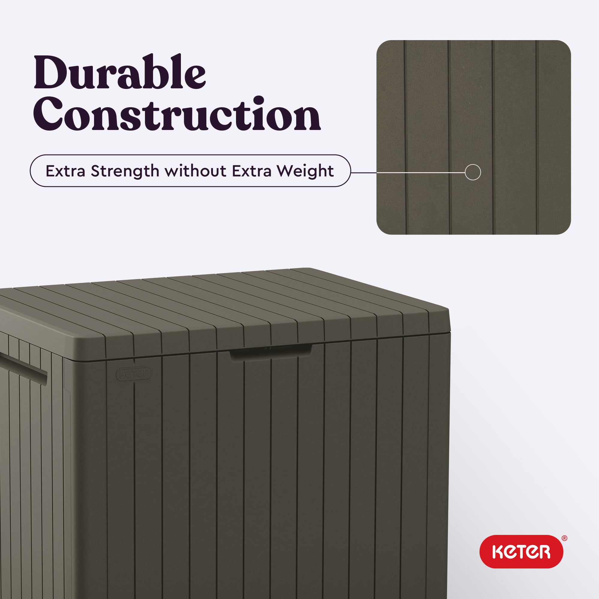 Keter City 30-Gallon storage box tool-free assembly in minutes
