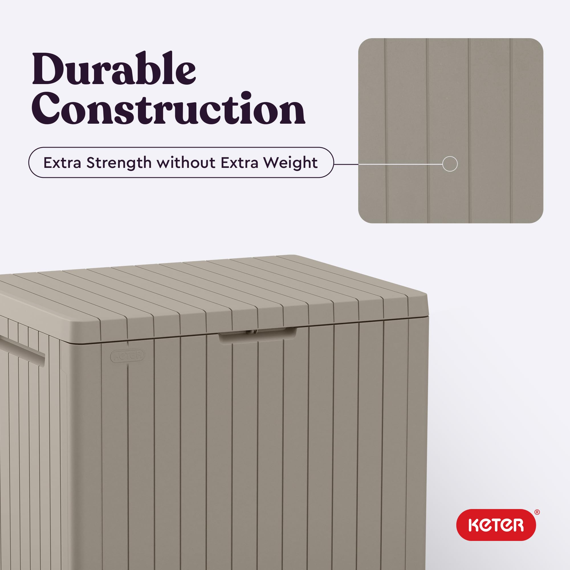 Keter City 30 Gallon beige easy assembly, no tools required.
