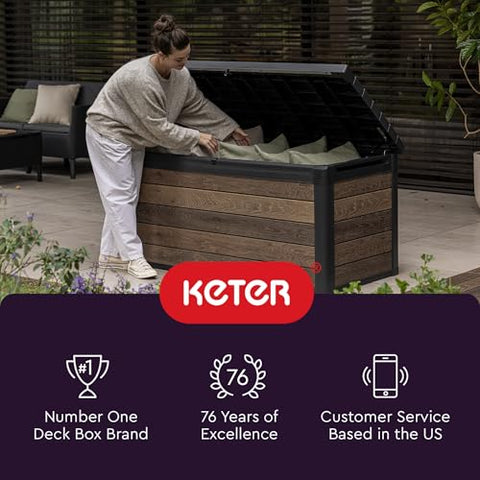 Keter City Box compact design fits balconies and patios in brown.