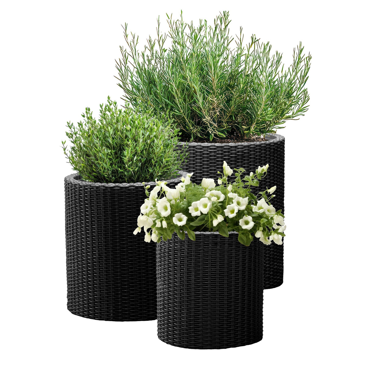 Keter Cylinder 11-inch planter with inner bowl for indoor use.