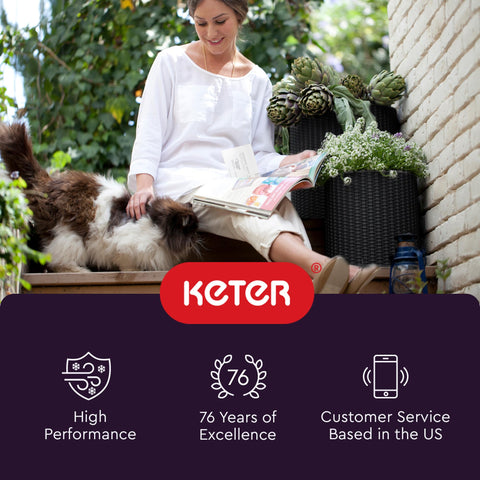 Keter Cylinder inner bowl and drainage plug simplify plant care.