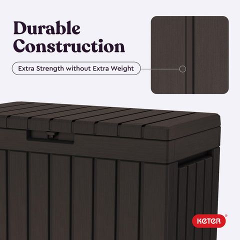 Keter Kentwood 50G extra seating surface doubles as a sturdy bench