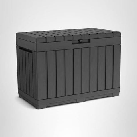 Keter Kentwood 50-gallon capacity fits cushions, towels, and tools.