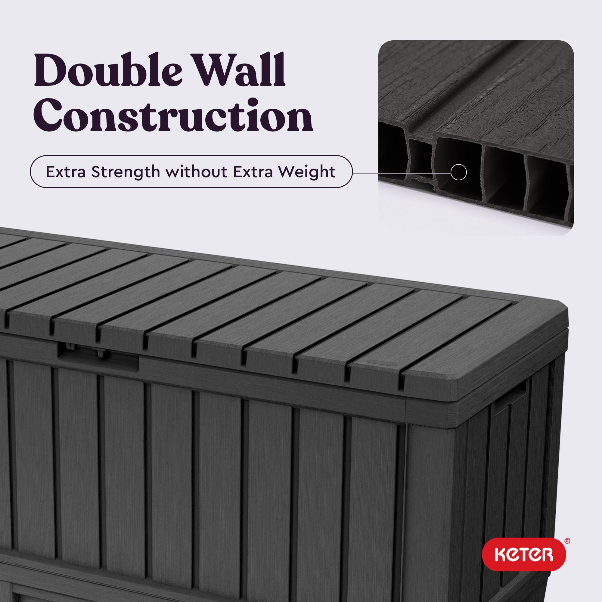 Interior space 49.6 W x 20 D x 22.8 H for organized storage
