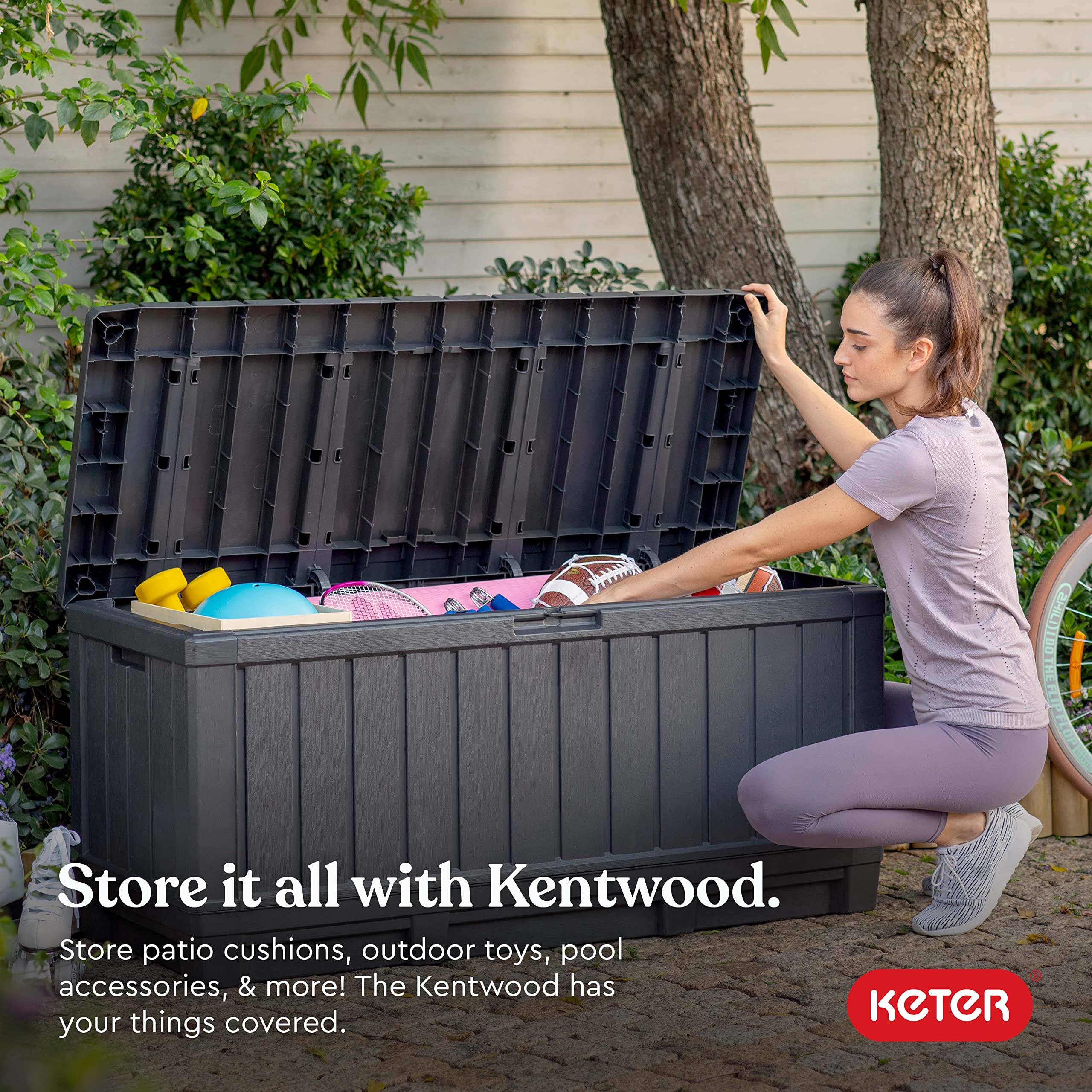 Kentwood wood-look finish blends with outdoor furniture aesthetics