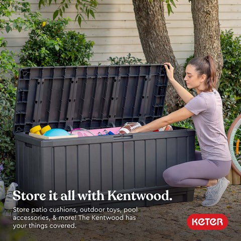 Kentwood wood-look finish blends with outdoor furniture aesthetics