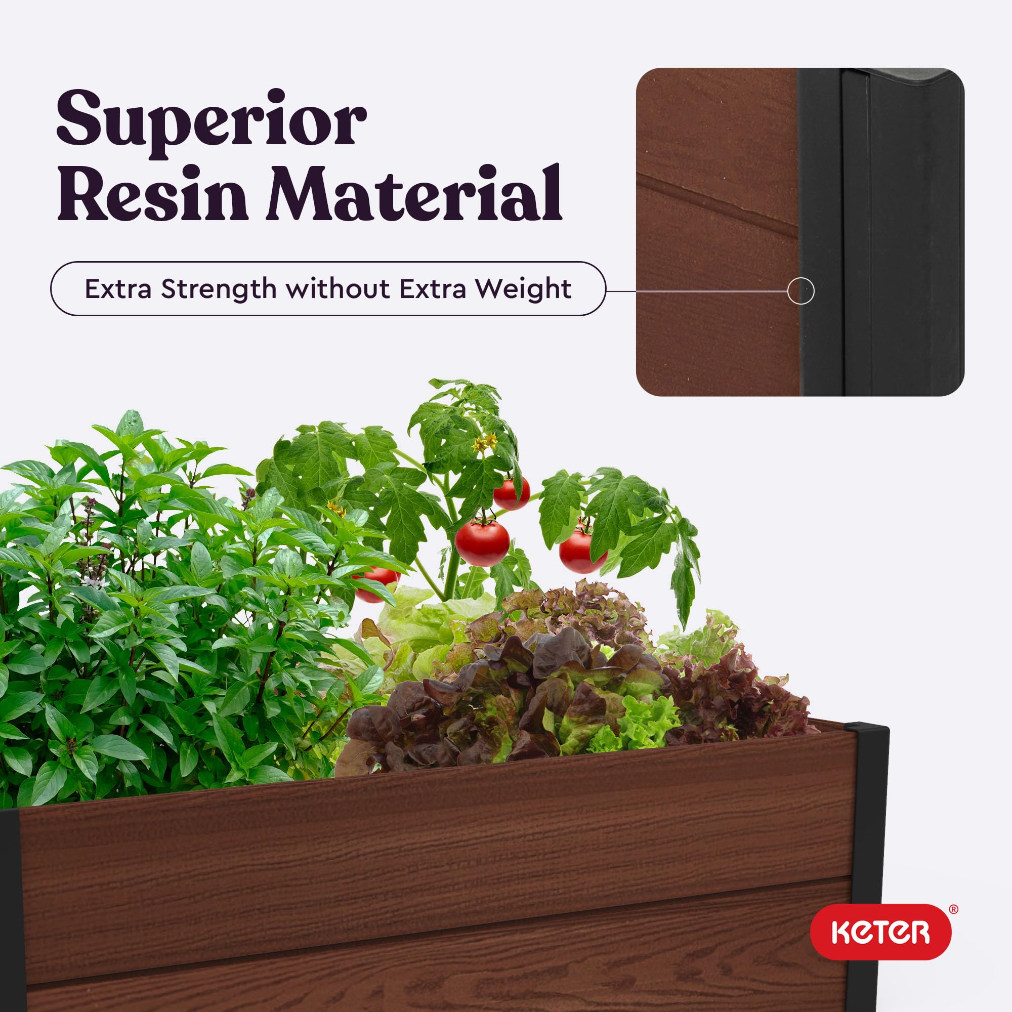 Keter Maple raised bed flowers and succulents show versatile planting options.
