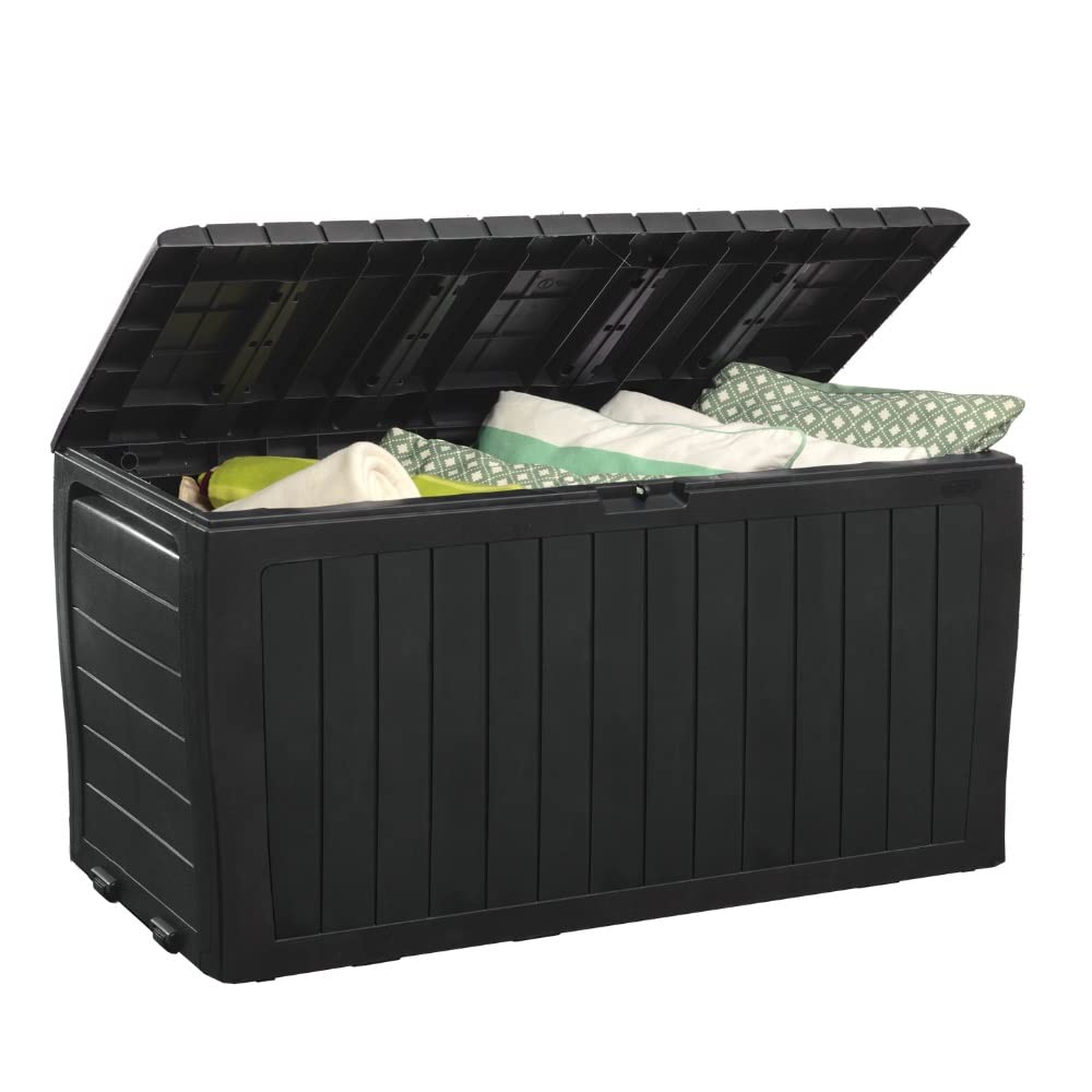 Keter Marvel Plus 71-gallon deck box front view for spacious outdoor storage