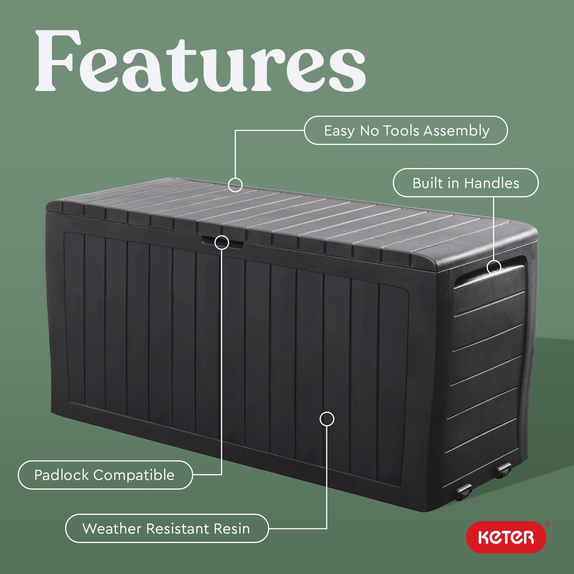 Keter Marvel Plus interior space showing 71-gallon capacity
