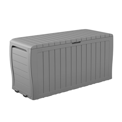 Keter Marvel Plus 71-gallon storage box open lid for easy cushion access