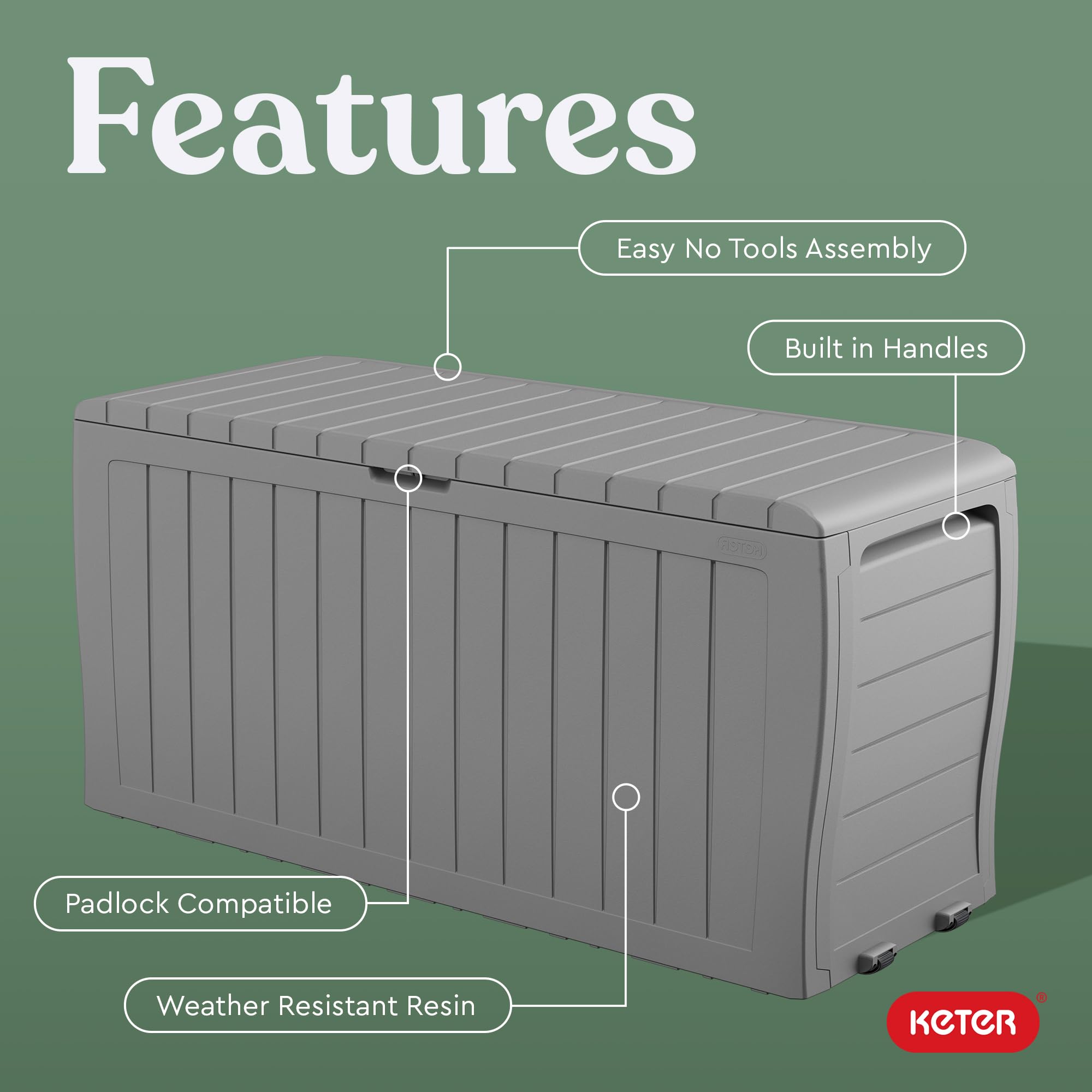 Keter Marvel Plus 71-gallon storage box wood-look texture for stylish storage