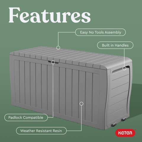 Keter Marvel Plus 71-gallon storage box wood-look texture for stylish storage