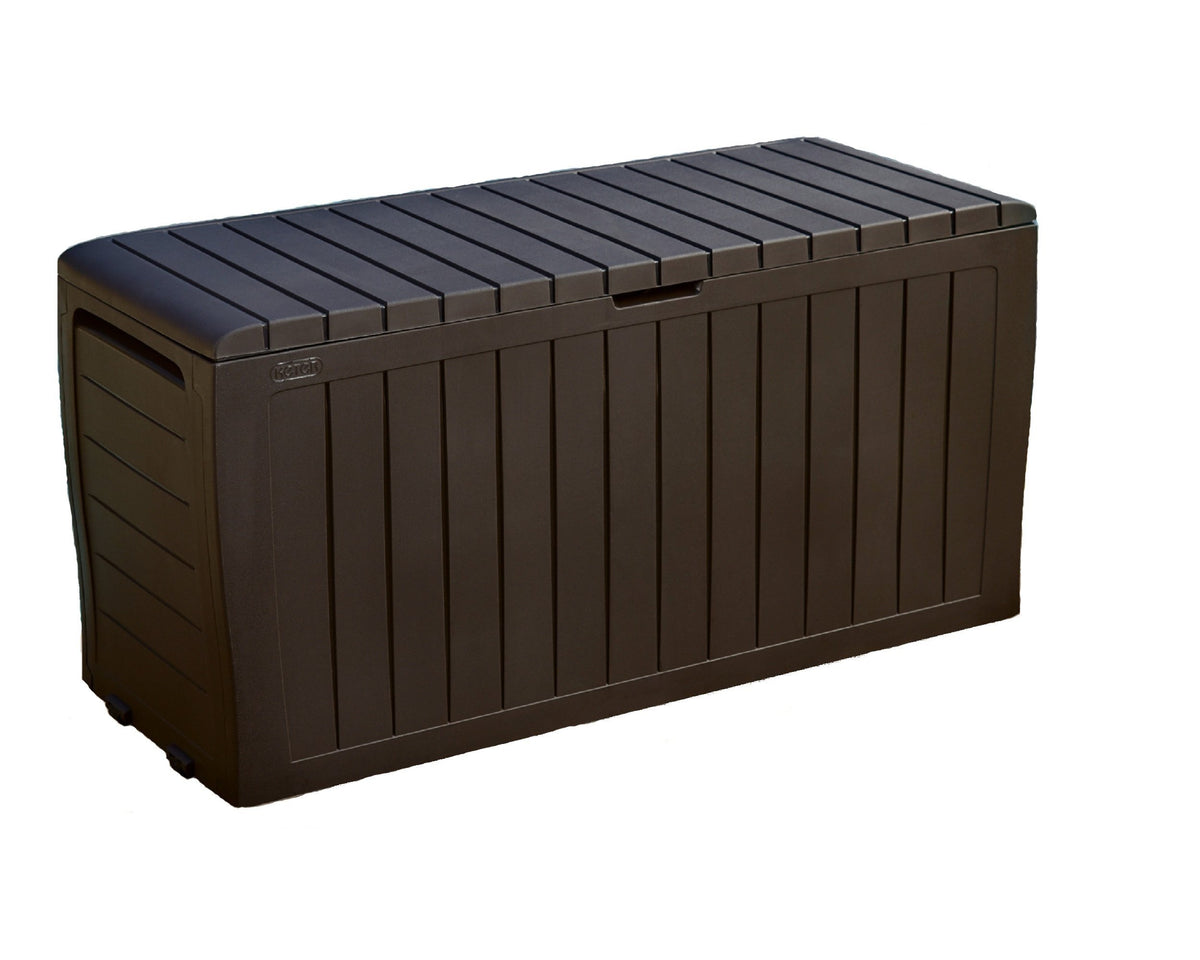 Keter Marvel Plus storage box front view showing large 71-gallon capacity.